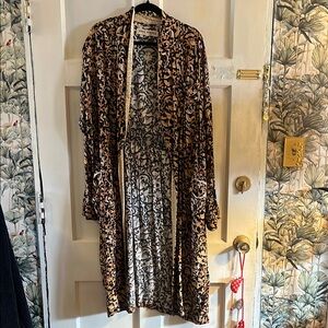 Vintage Free People Leopard Print Long Cardigan